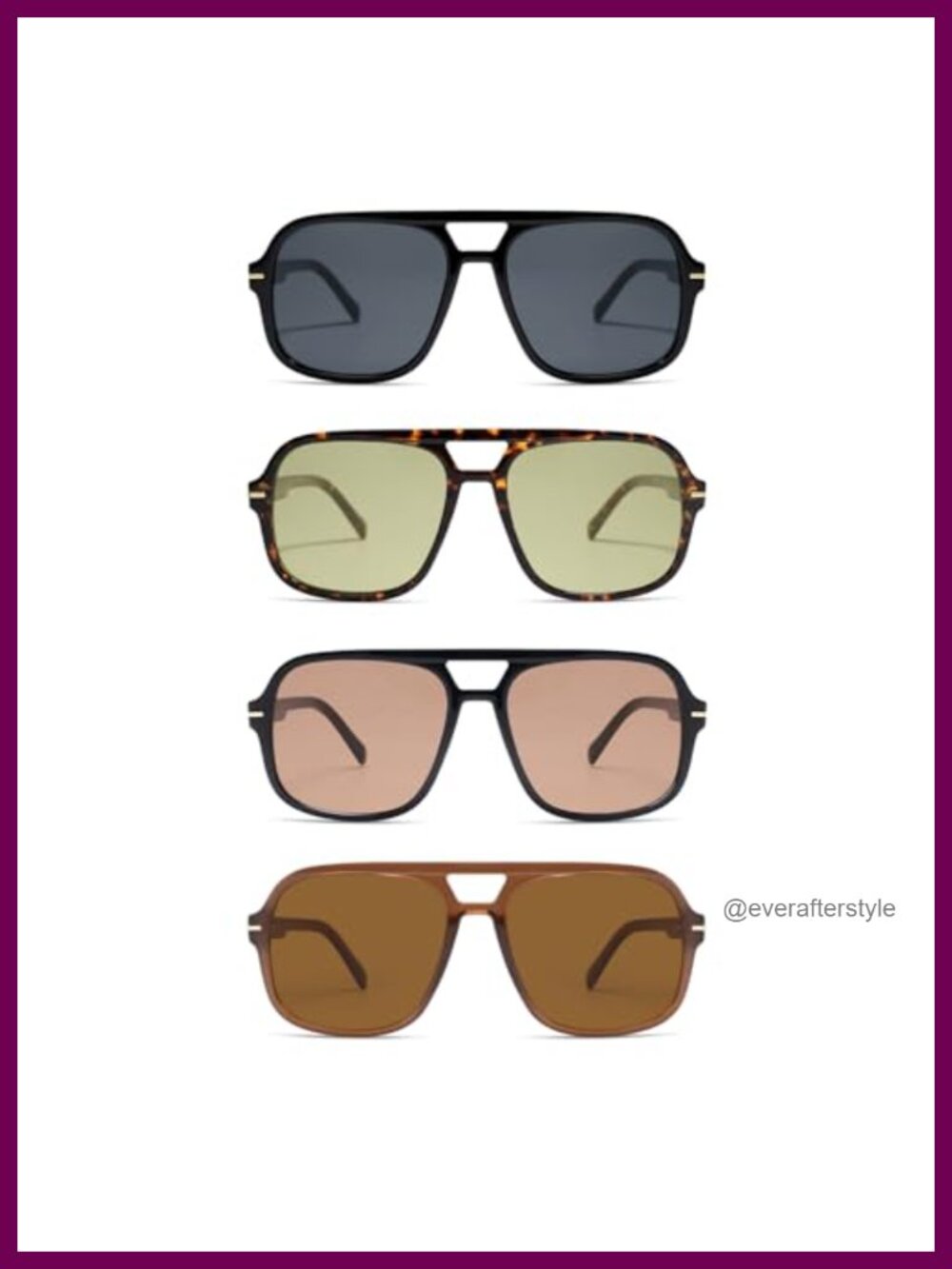 Unisex Retro Square Aviator Sunglasses UV Protection Half-Frame Medium
